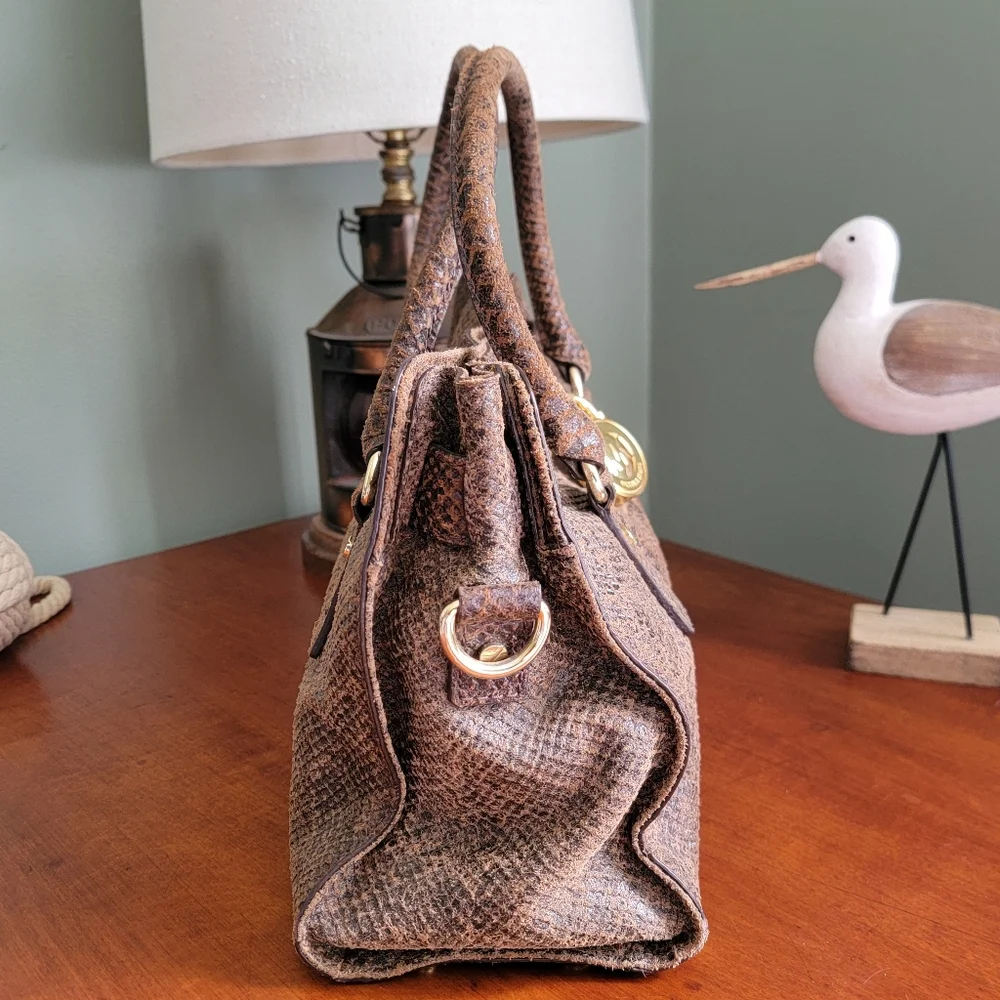 Michael Kors Hamilton Special Edition Python Embossed Leather Satchel Bag